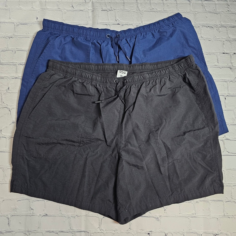 DSG (Lot of 2) Swim Trunks Navy Blue Black Mesh Lined Drawstring Shorts XL